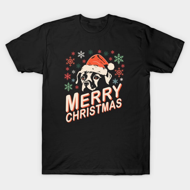 Funny Dog Santa Merry Christmas Vintage T-Shirt by fupi